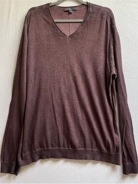 John Varvatos Men's Cotton Silk Blend V-Neck Sweater XL